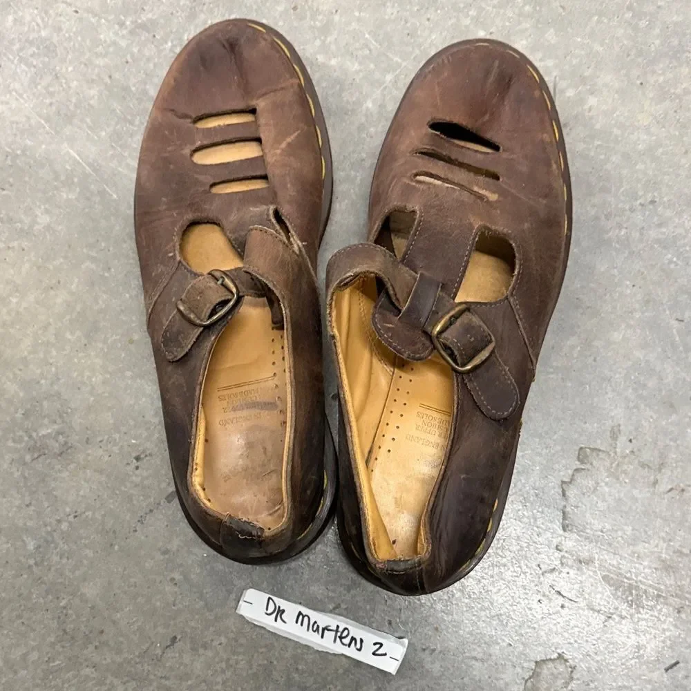 Dr. Martens Dark Brown Leather Strap Sandals